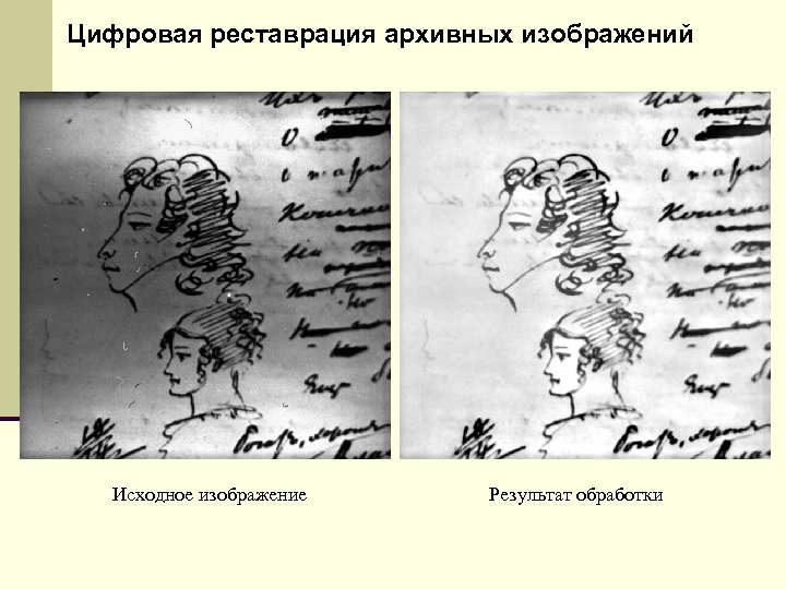 Цифровая реставрация архивных изображений Исходное изображение Результат обработки 