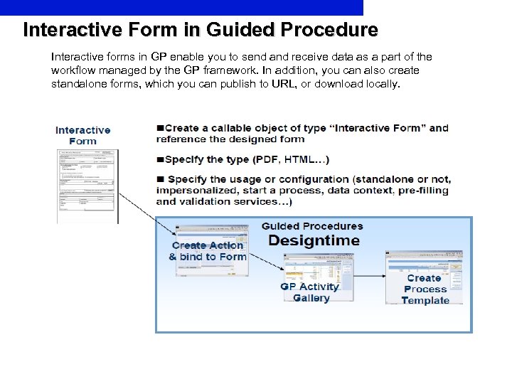 Interactive Form in Guided Procedure Interactive forms in GP enable you to send and