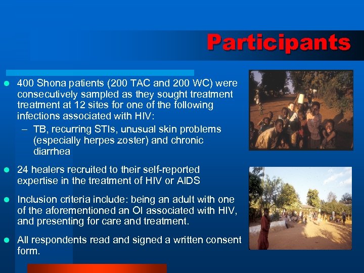 Participants l 400 Shona patients (200 TAC and 200 WC) were consecutively sampled as