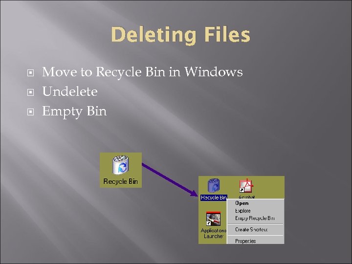 Deleting Files Move to Recycle Bin in Windows Undelete Empty Bin 