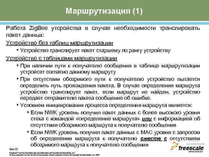 Маршрутизация (1) Работа Zig. Bee утсройства в случае необходимости транслировать пакет данных: Устройство без