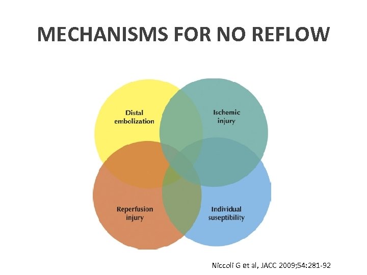 MECHANISMS FOR NO REFLOW Niccoli G et al, JACC 2009; 54: 281 -92 