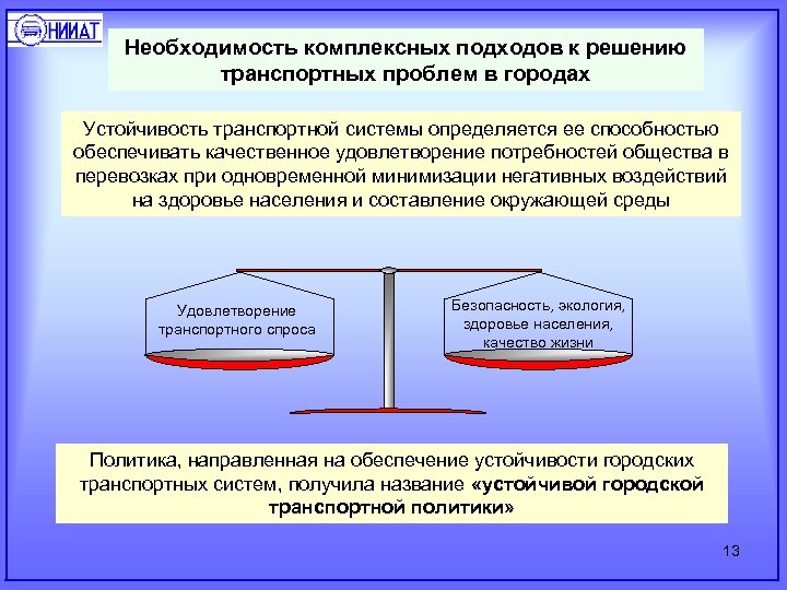 Необходимость комплексных подходов к решению транспортных проблем в городах Устойчивость транспортной системы определяется ее