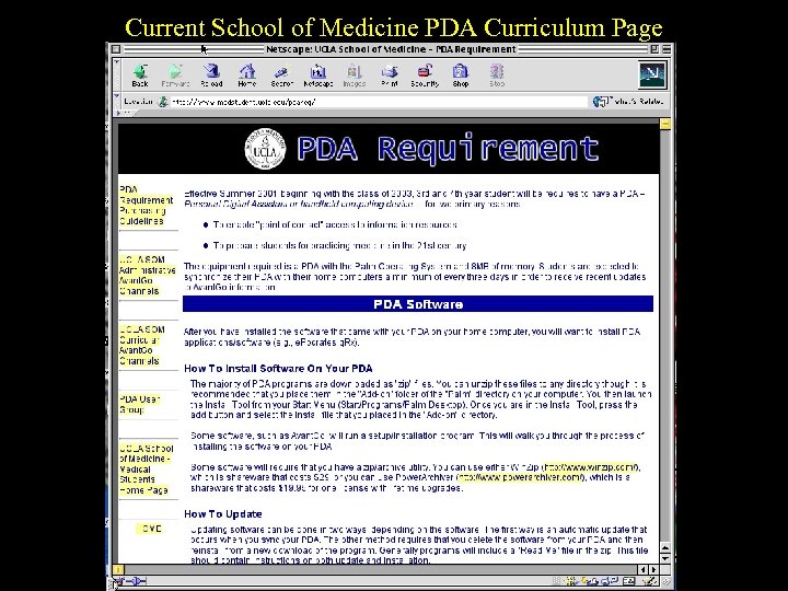 Current School of Medicine PDA Curriculum Page 