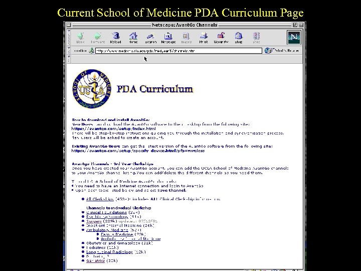 Current School of Medicine PDA Curriculum Page 