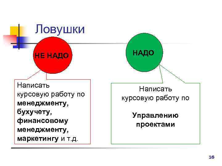 Ловушки НЕ НАДО Написать курсовую работу по менеджменту, бухучету, финансовому менеджменту, маркетингу и т.