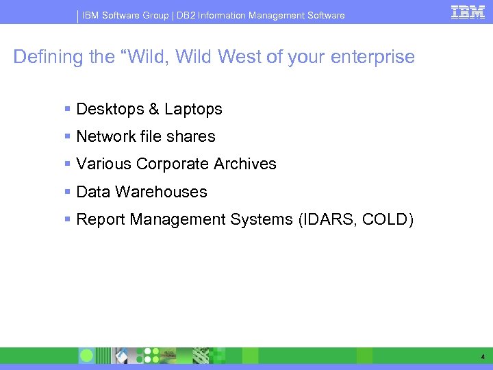 IBM Software Group | DB 2 Information Management Software Defining the “Wild, Wild West