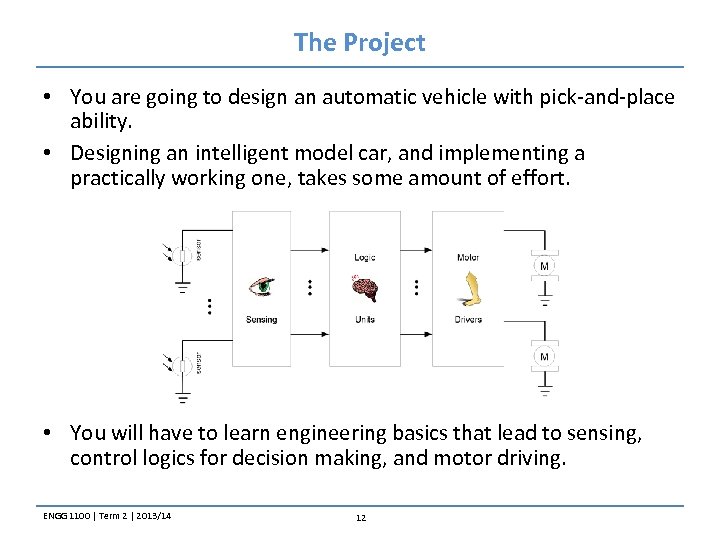 The Project • You are going to design an automatic vehicle with pick-and-place ability.