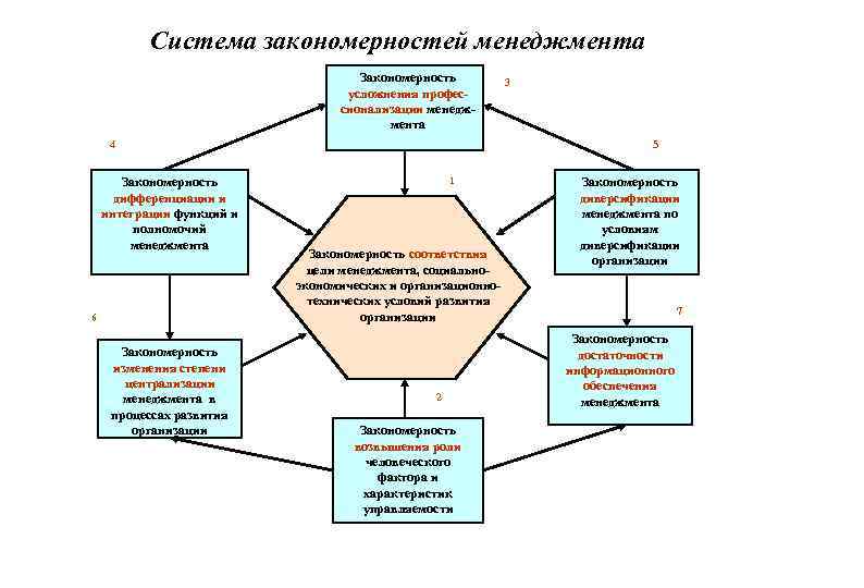 Система закономерностей менеджмента Закономерность усложнения профессионализации менеджмента 4 Закономерность дифференциации и интеграции функций и