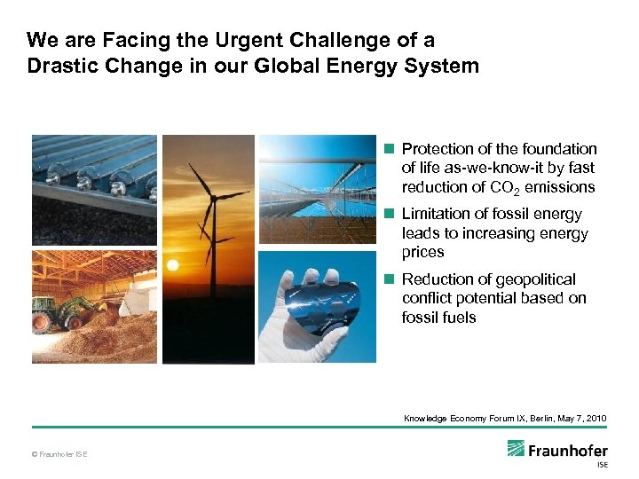 We are Facing the Urgent Challenge of a Drastic Change in our Global Energy