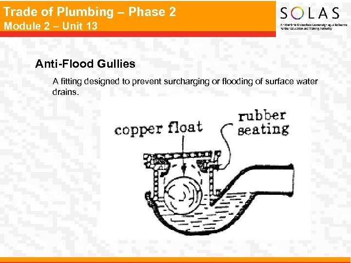 Trade of Plumbing – Phase 2 Module 2 – Unit 13 Anti-Flood Gullies A