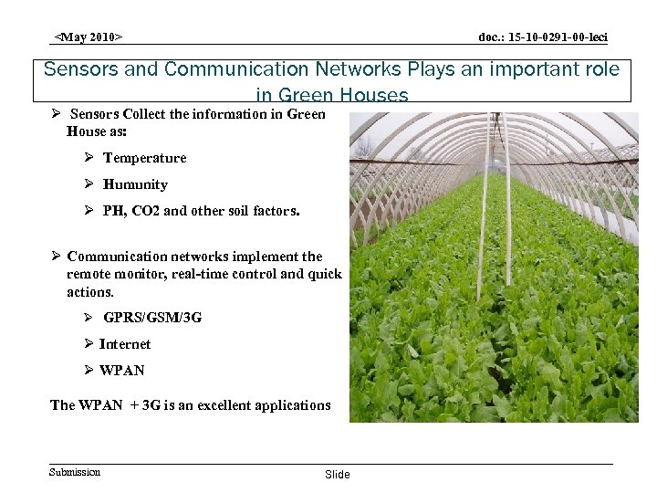 doc. : 15 -10 -0291 -00 -leci <May 2010> Sensors and Communication Networks Plays