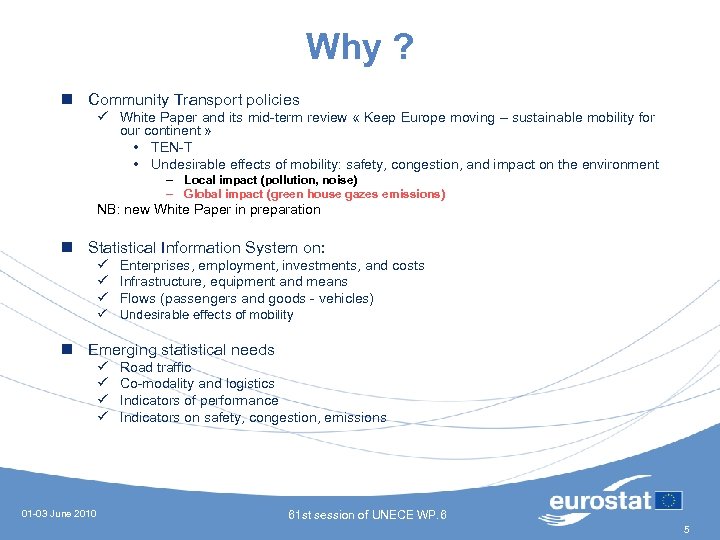 Why ? n Community Transport policies ü White Paper and its mid-term review «