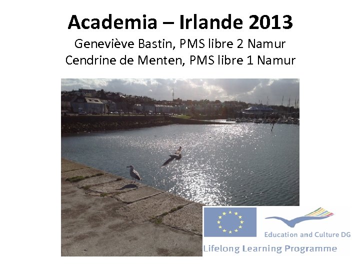 Academia – Irlande 2013 Geneviève Bastin, PMS libre 2 Namur Cendrine de Menten, PMS