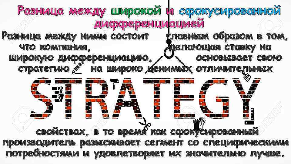 Разница между широкой и сфокусированной дифференциацией Разница между ними состоит главным образом в том,