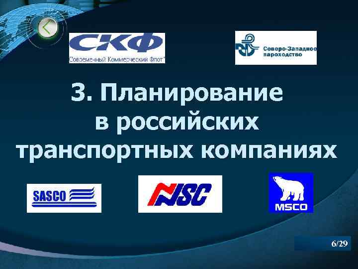 3. Планирование в российских транспортных компаниях 6/29 LOGO 