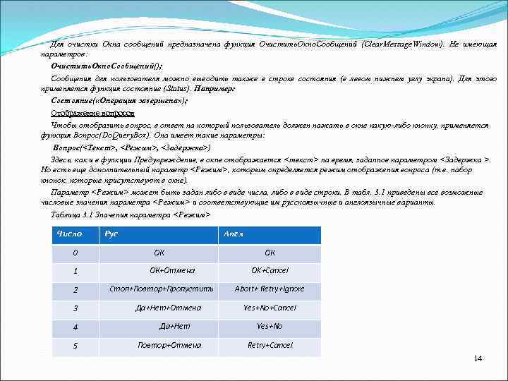 Для очистки Окна сообщений предназначена функция Очистить. Окно. Сообщений (Clear. Message. Window). Не имеющая