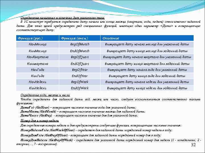 Определение начальных и конечных дат указанного типа В 1 С зачастую требуется определить дату