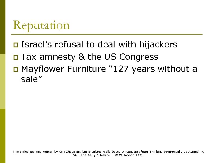 Reputation Israel’s refusal to deal with hijackers p Tax amnesty & the US Congress