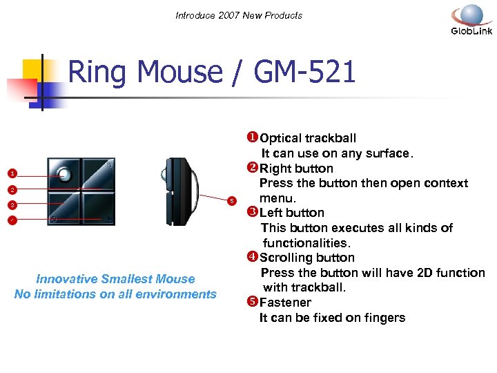 Introduce 2007 New Products Ring Mouse / GM-521 u. Optical trackball It can use