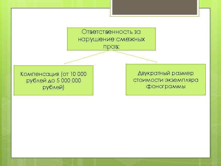 Ответственность за нарушение смежных прав: Компенсация (от 10 000 рублей до 5 000 рублей)