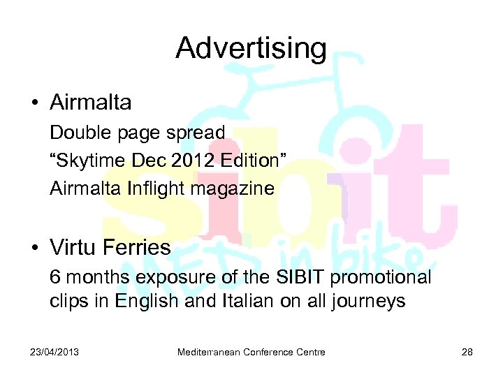 Advertising • Airmalta Double page spread “Skytime Dec 2012 Edition” Airmalta Inflight magazine •