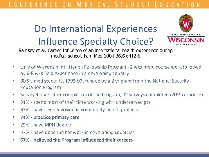 Do International Experiences Influence Specialty Choice? Ramsey et al. Career Influence of an international