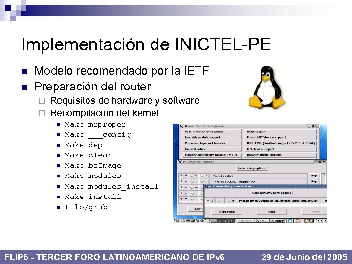 Implementación de INICTEL-PE n n Modelo recomendado por la IETF Preparación del router Requisitos