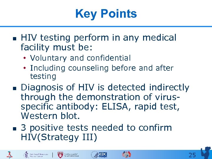 Key Points n HIV testing perform in any medical facility must be: • Voluntary