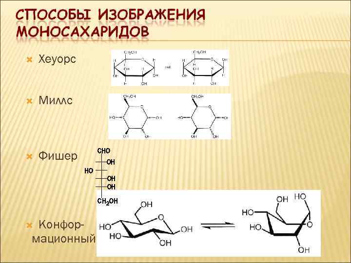  Хеуорс Миллс Фишер CHO OH OH CH 2 OH Конформационный 