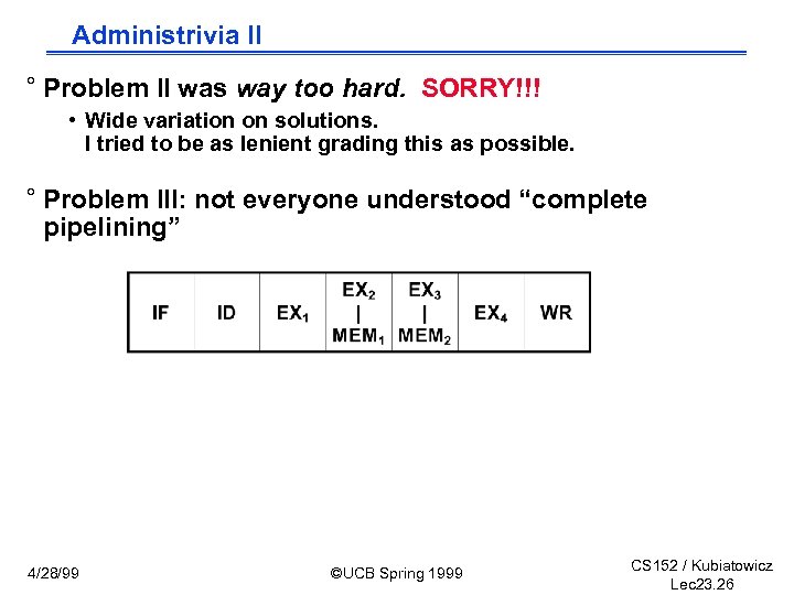 Administrivia II ° Problem II was way too hard. SORRY!!! • Wide variation on