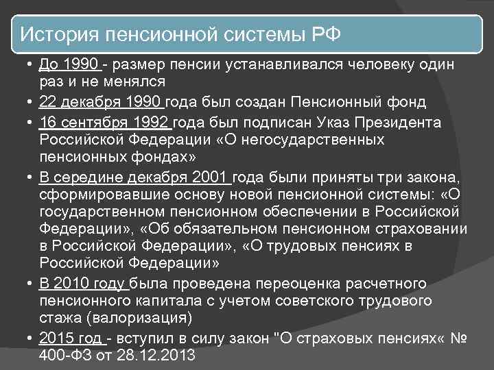 История пенсий в россии презентация