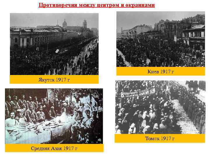 Противоречия между центром и окраинами Киев 1917 г Якутск 1917 г Томск 1917 г