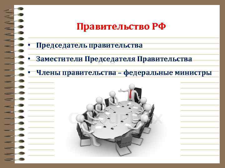 Правительство РФ • Председатель правительства • Заместители Председателя Правительства • Члены правительства – федеральные