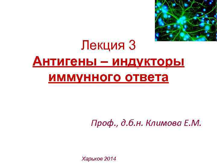 Лекция 3 Антигены – индукторы иммунного ответа Проф. , д. б. н. Климова Е.