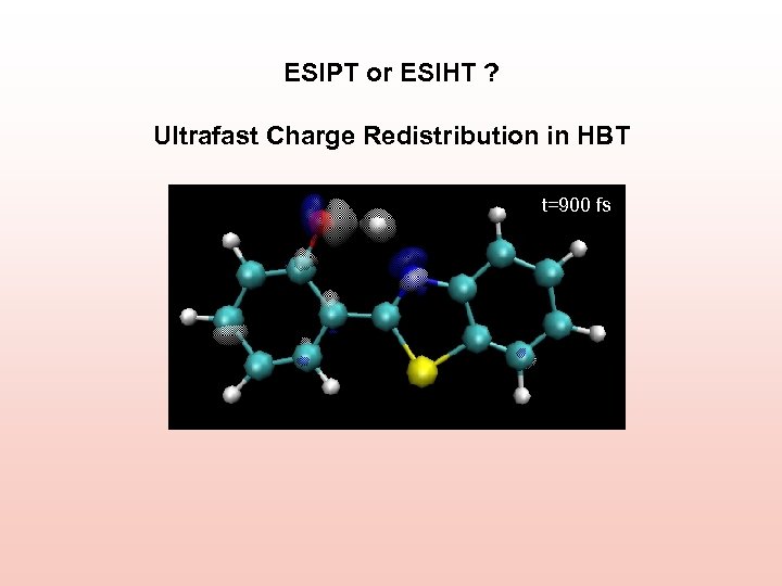 ESIPT or ESIHT ? Ultrafast Charge Redistribution in HBT t=800 t=900 t=50 fs t=700