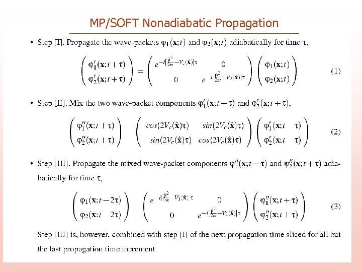MP/SOFT Nonadiabatic Propagation 