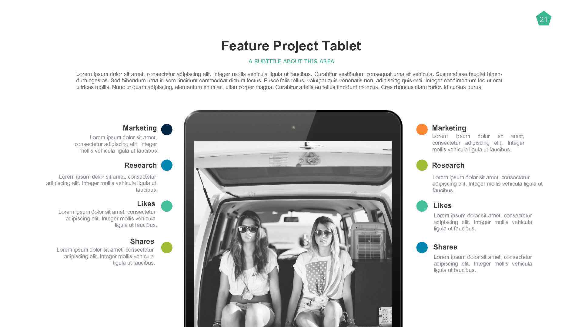 21 Feature Project Tablet A SUBTITLE ABOUT THIS AREA Lorem ipsum dolor sit amet,