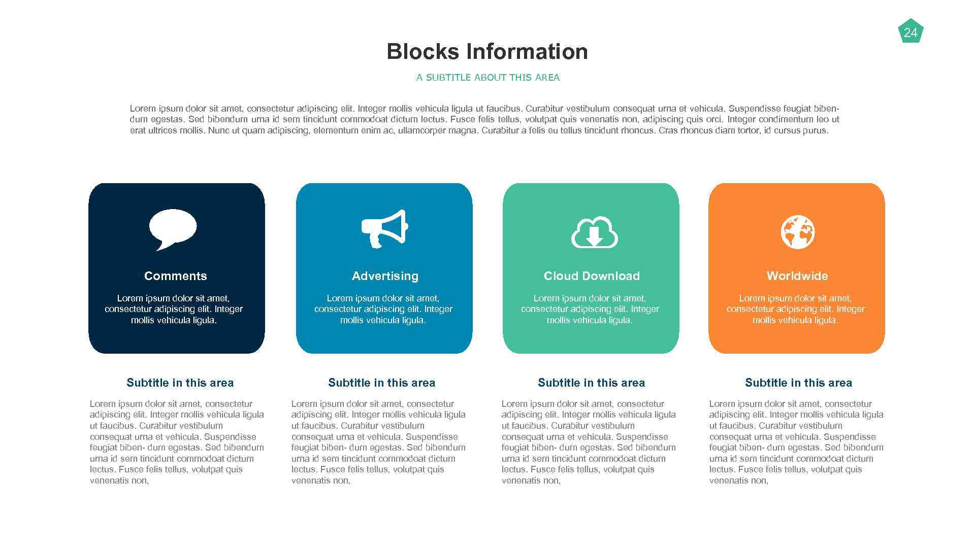 24 Blocks Information A SUBTITLE ABOUT THIS AREA Lorem ipsum dolor sit amet, consectetur