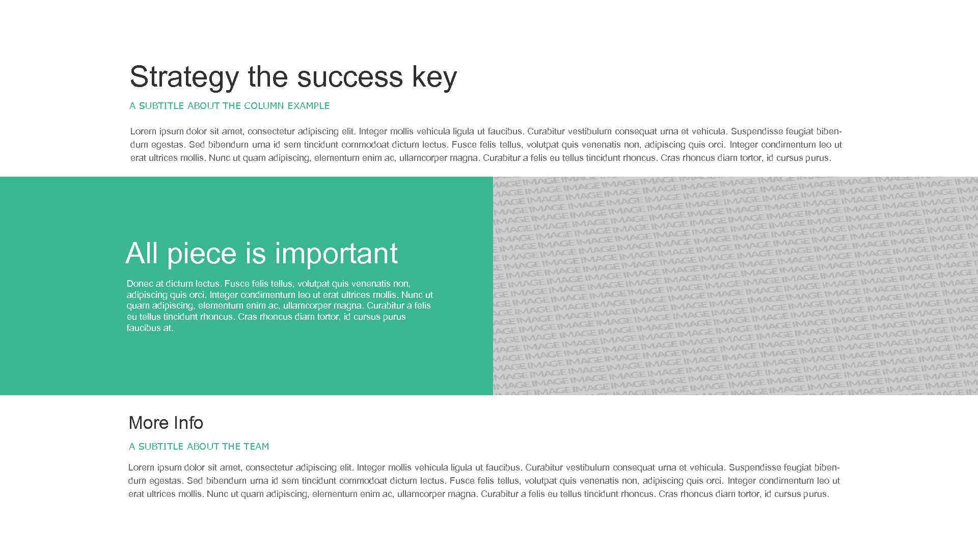 Strategy the success key A SUBTITLE ABOUT THE COLUMN EXAMPLE Lorem ipsum dolor sit