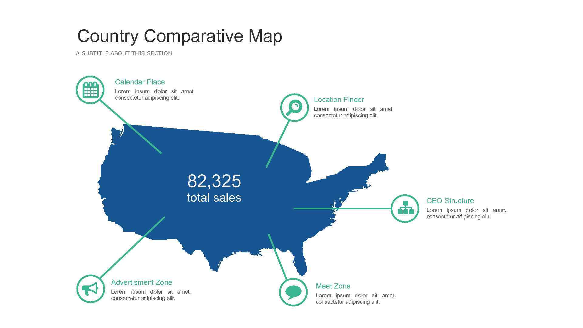 Country Comparative Map A SUBTITLE ABOUT THIS SECTION Calendar Place Lorem ipsum dolor sit