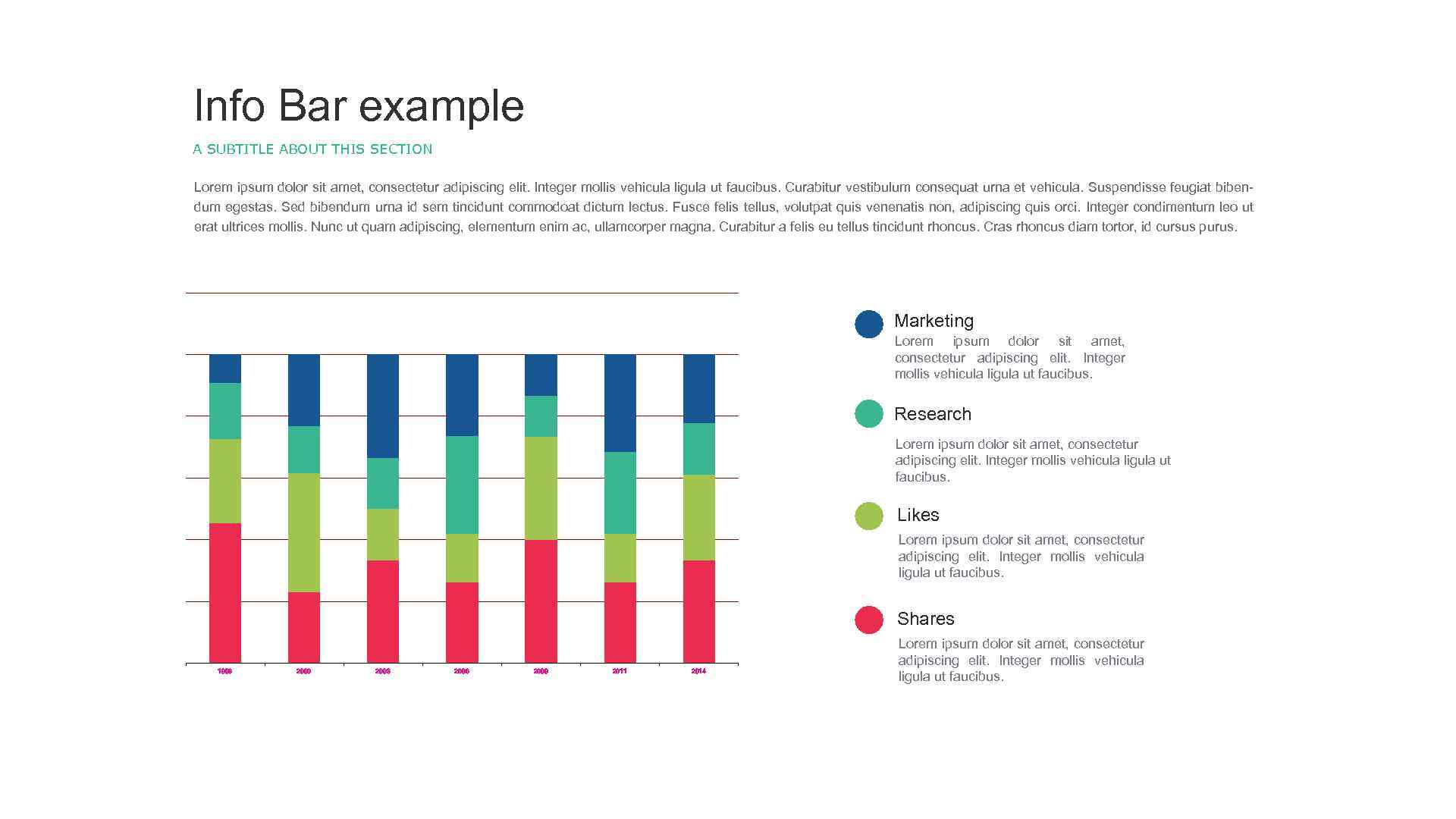 Info Bar example A SUBTITLE ABOUT THIS SECTION Lorem ipsum dolor sit amet, consectetur