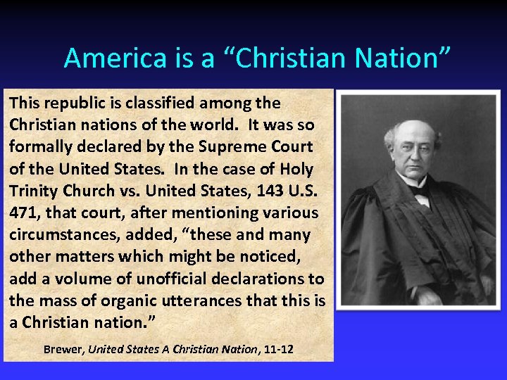 America is a “Christian Nation” This republic is classified among the Christian nations of