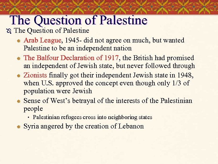 The Question of Palestine Ô The Question of Palestine ] Arab League, 1945 -