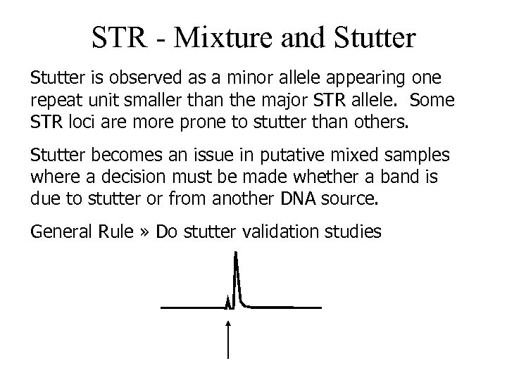 STR - Mixture and Stutter is observed as a minor allele appearing one repeat
