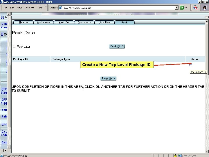 Create a New Top Level Package ID 43 