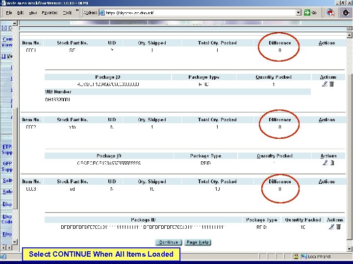 50 Select CONTINUE When All Items Loaded 
