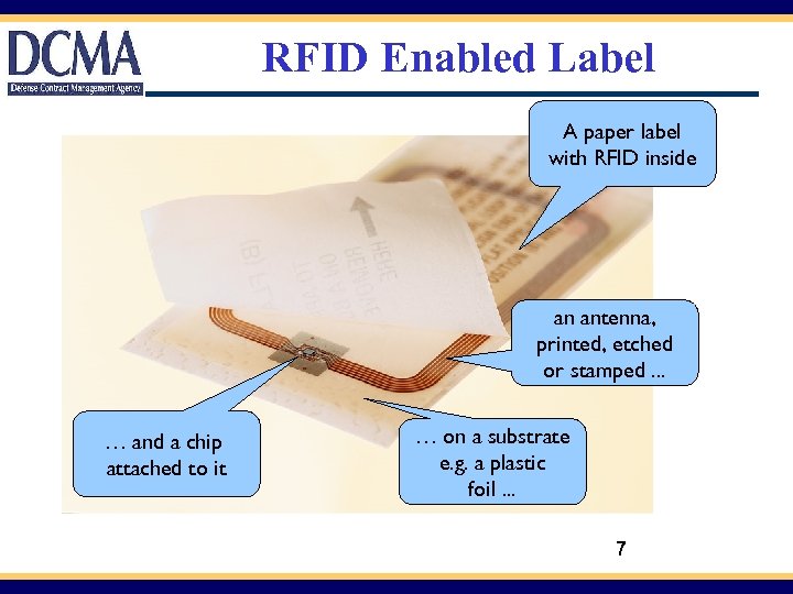 RFID Enabled Label A paper label with RFID inside an antenna, printed, etched or