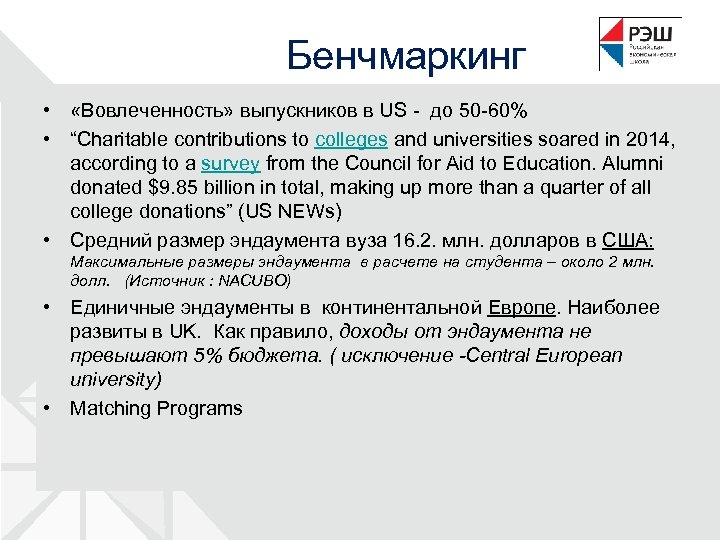 Бенчмаркинг в США. Бенчмаркинг высшие учебные заведения. Бенчмаркинг образовательной программы. Достоинства программы РЭШ.