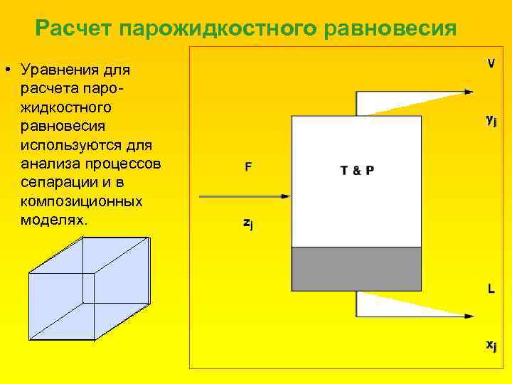 Расчет парожидкостного равновесия • Уравнения для расчета парожидкостного равновесия используются для анализа процессов сепарации